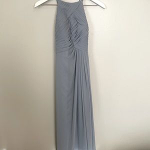Azazie DUSTY BLUE bridesmaid dress: custom fit size small/ 5’4”